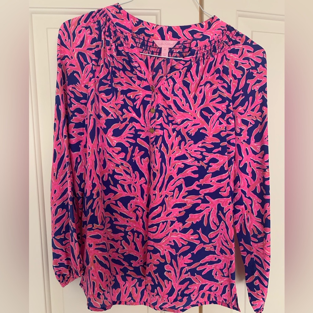 Lilly Pulitzer Silk Blouse, 100% SOIE, worn once